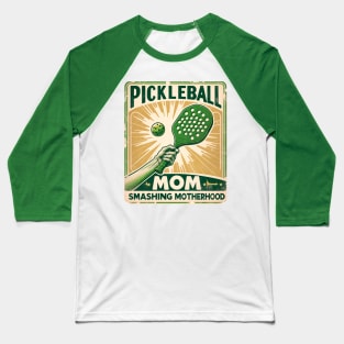 Pickleball Mom smashing Motherhood, Vintage retro Pickleball Baseball T-Shirt